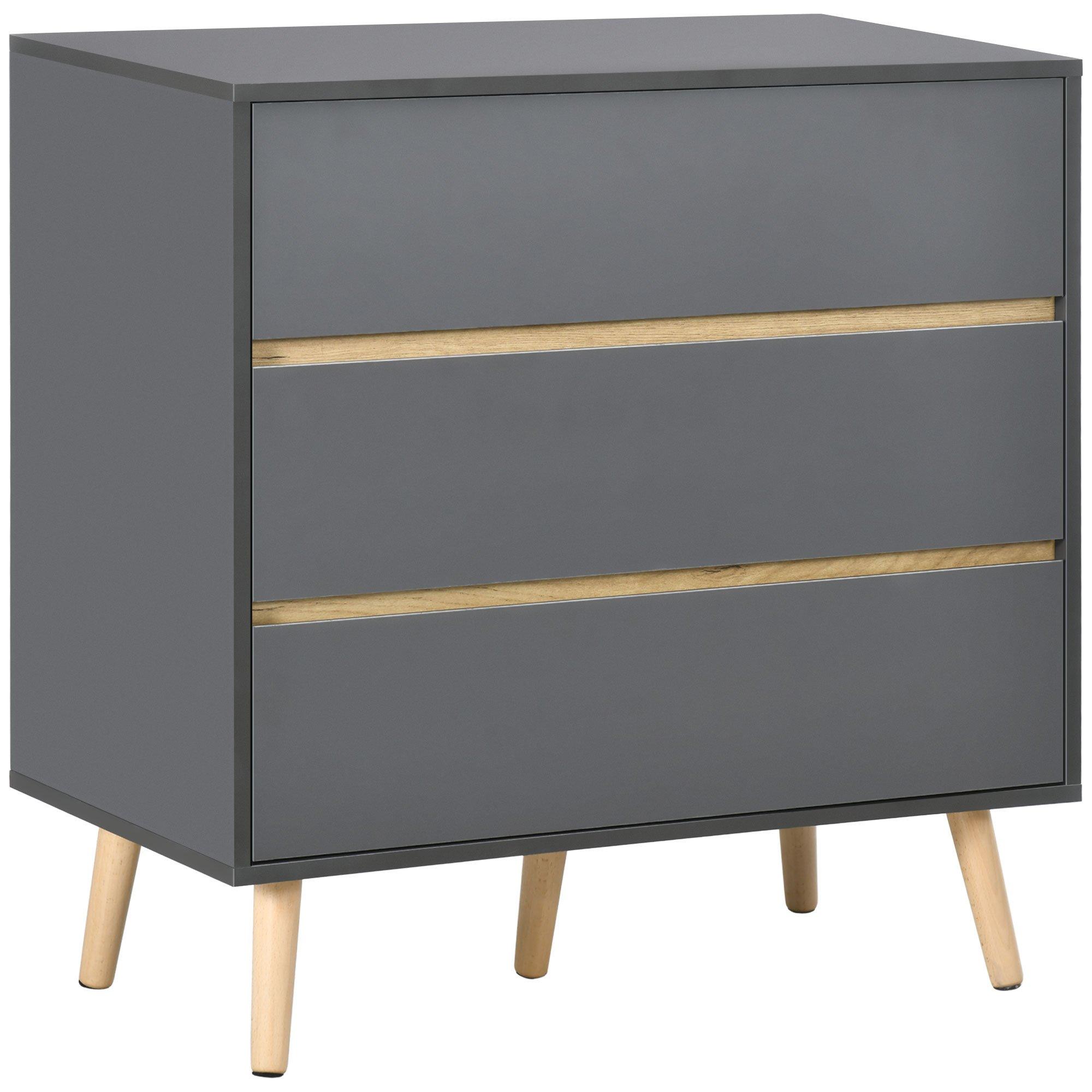 Chest of Drawers 3-Drawer Storage Chest with Wood Legs for Bedroom